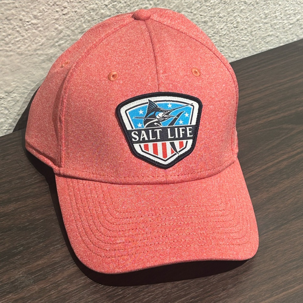 Salt Life Coral Red Cap with Logo Emblem